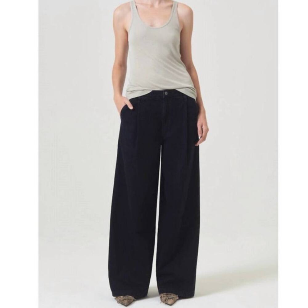 Agolde Ellis Pleated Denim Trouser Size 24 Barrel Baggy